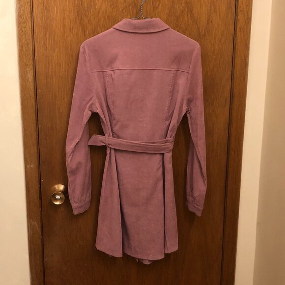 Allegra K - Pink - Corduroy - long sleeve - shirt dress - Size S - belt included - Picture 3 of 9